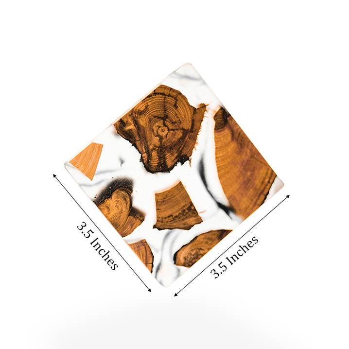 Handcrafted Cedar & Resin Coaster Set-(4 Coasters in a Set)