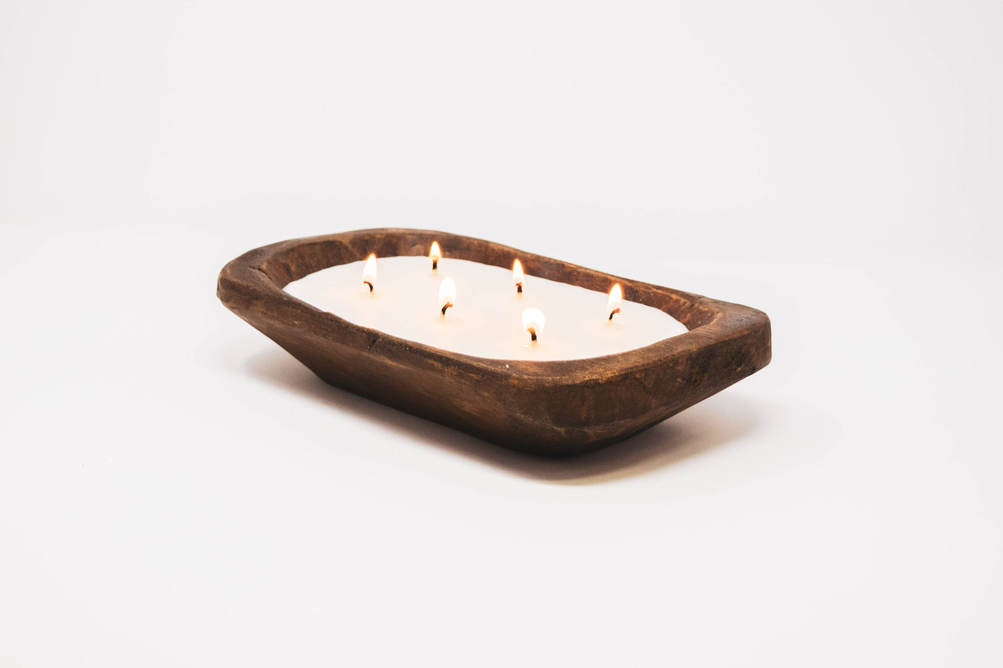Handcrafted Rustic Wood Bowl Candle (Tobacco and Vanilla Tones)